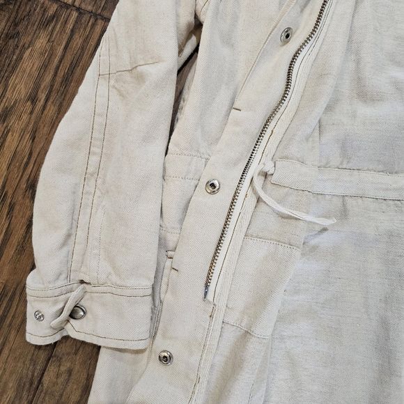Wrap London Jacket US Size 10 Womens Cream Denim Barn Chore Coat - Picture 4 of 6